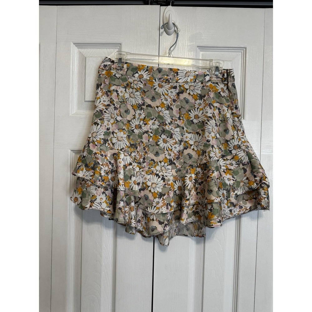 Lauren Conrad Floral Ruffle Tiered Georgette Skater Romantic Whimsical Skirt M
